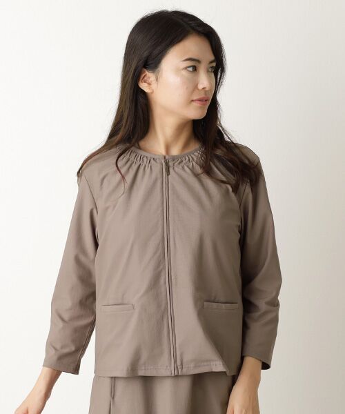 Mademoiselle NON NON / マドモアゼルノンノン カーディガン・ボレロ | 吊り風裏毛 ノーカラージップアップカーディガン | 詳細7