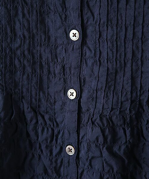 Mademoiselle NON NON / マドモアゼルノンノン シャツ・ブラウス | 綿モダールシャーリング スタンドフリル衿ブラウス[半袖] | 詳細7