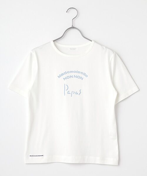 Mademoiselle NON NON/マドモアゼルノンノン ●定番●タリイ天竺 ロゴプリント半袖Tシャツ シロ（ロゴプリント） M