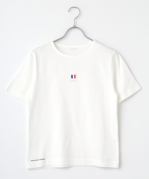 Mademoiselle NON NON / マドモアゼルノンノン Tシャツ | ●定番●タリイ天竺 ロゴプリント半袖Tシャツ(シロ(国旗ワッペン))