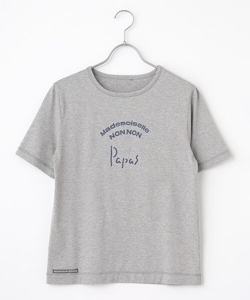 Mademoiselle NON NON / マドモアゼルノンノン Tシャツ | ●定番●タリイ天竺 ロゴプリント半袖Tシャツ(TOPグレー(ロゴプリント))