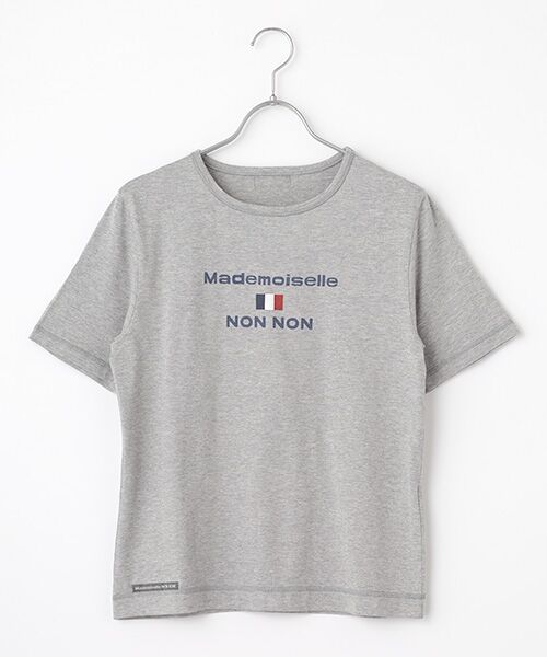 Mademoiselle NON NON / マドモアゼルノンノン Tシャツ | ●定番●タリイ天竺 ロゴプリント半袖Tシャツ(TOPグレー(ロゴ&国旗プリント))
