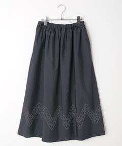 Mademoiselle NON NON / マドモアゼルノンノン ロング・マキシ丈スカート | ブロード刺繍 (LOGO BORDER)  ギャザーフレアースカート