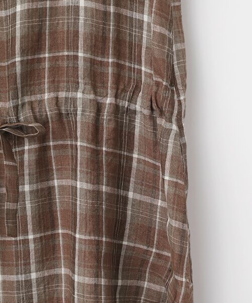 Mademoiselle NON NON / マドモアゼルノンノン ロング・マキシ丈ワンピース | リネンルポワンCC加工 ノースリーブチェックワンピース | 詳細5