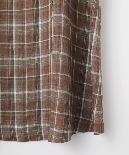 Mademoiselle NON NON / マドモアゼルノンノン ロング・マキシ丈ワンピース | リネンルポワンCC加工 ノースリーブチェックワンピース | 詳細6