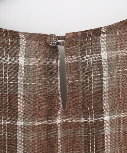 Mademoiselle NON NON / マドモアゼルノンノン ロング・マキシ丈ワンピース | リネンルポワンCC加工 ノースリーブチェックワンピース | 詳細7