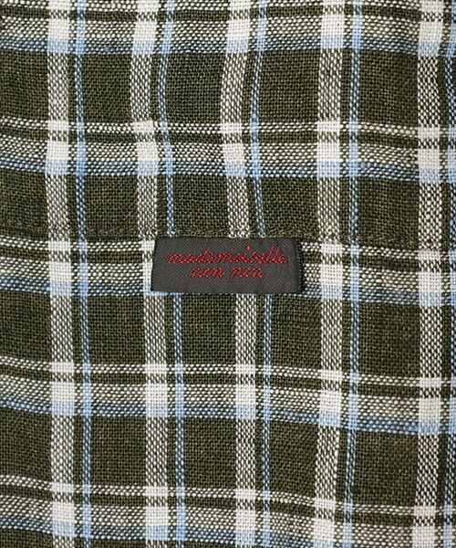 Mademoiselle NON NON / マドモアゼルノンノン シャツ・ブラウス | リネンルポワンCC加工 7分袖チェックシャツ | 詳細1