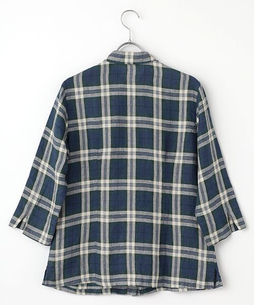 Mademoiselle NON NON / マドモアゼルノンノン シャツ・ブラウス | リネンルポワンCC加工 7分袖チェックシャツ | 詳細3