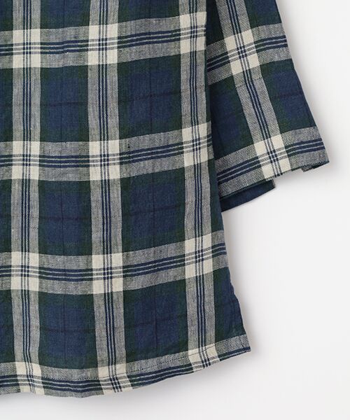 Mademoiselle NON NON / マドモアゼルノンノン シャツ・ブラウス | リネンルポワンCC加工 7分袖チェックシャツ | 詳細5