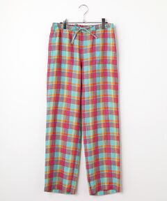 Mademoiselle NON NON / マドモアゼルノンノン その他パンツ | リネンルポワンCC加工 チェックパンツ[フルレングス]