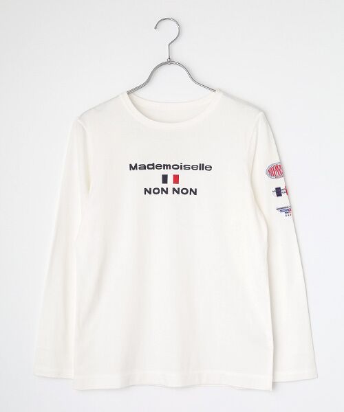 Mademoiselle NON NON/マドモアゼルノンノン 甘撚りコンパクトヤーン ロゴ+フランス国旗Tシャツ オフシロ LL