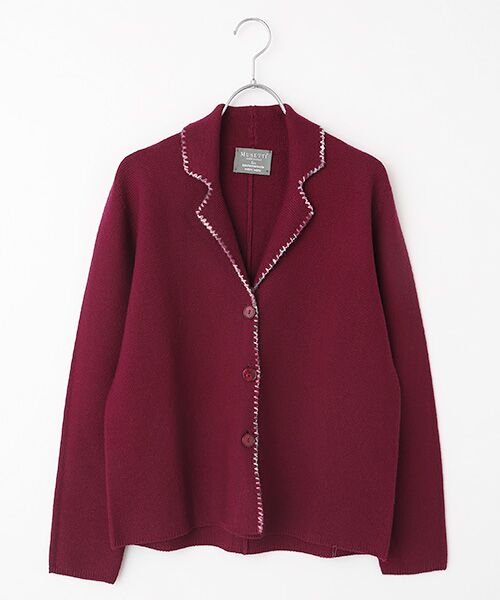 Mademoiselle NON NON/マドモアゼルノンノン <MUSETTI>ムゼッティー ニットジャケット ボルドー F Mademoiselle NON NON/マドモアゼルノンノン <MUSETTI>ムゼッティー ニットジャケット ボルドー F