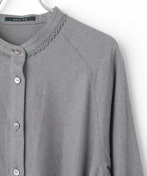 Mademoiselle NON NON / マドモアゼルノンノン ロング・マキシ丈ワンピース | コットンカラー杢ヘリンボンソフト起毛ワンピース | 詳細2