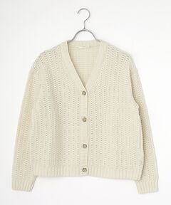 マドモアゼルノンノン ワッペン付きカーディガン ユーロリネンの光沢が美しい、〈マドモアゼルノンノン〉のニット