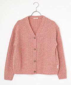 Mademoiselle NON NON / マドモアゼルノンノン カーディガン・ボレロ | 紡毛ウール透かし柄Vネックカーディガン