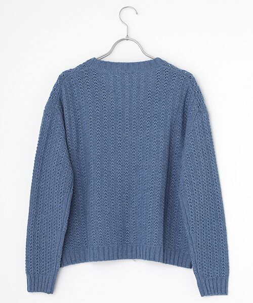 Mademoiselle NON NON / マドモアゼルノンノン カーディガン・ボレロ | 紡毛ウール透かし柄Vネックカーディガン | 詳細3