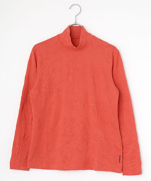 Mademoiselle NON NON/マドモアゼルノンノン 天竺キャッチワッシャーハイネックTシャツ コーラルレッド M