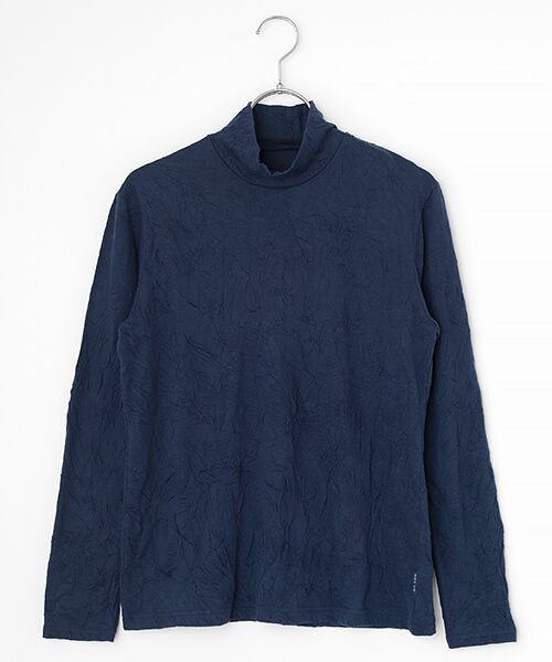 Mademoiselle NON NON/マドモアゼルノンノン 天竺キャッチワッシャーハイネックTシャツ ネイビー M