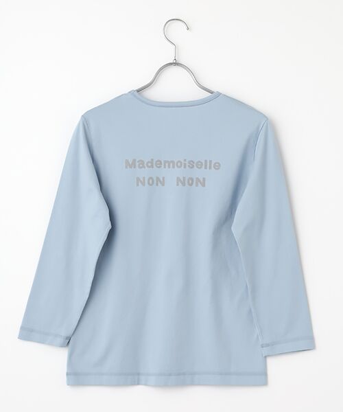 Mademoiselle NON NON / マドモアゼルノンノン Tシャツ | ●定番●タリイ天竺 カラーベースロゴプリント8分袖Tシャツ | 詳細2