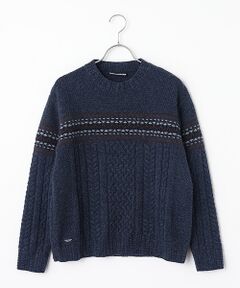 Mademoiselle NON NON / マドモアゼルノンノン ニット・セーター | ソフトブリティッシュウール ケーブル&ジャガード柄ニット