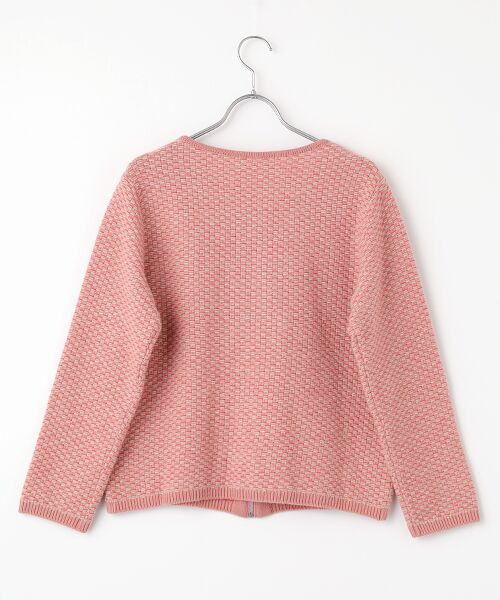 Mademoiselle NON NON / マドモアゼルノンノン ノーカラージャケット | オーストラリアンメリノ7G 3色総柄ジャガードニットジャケット | 詳細2