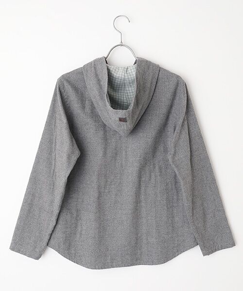 Mademoiselle NON NON / マドモアゼルノンノン パーカー | 二重織起毛裏ギンガム フード付きシャツ | 詳細1