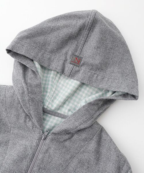 Mademoiselle NON NON / マドモアゼルノンノン パーカー | 二重織起毛裏ギンガム フード付きシャツ | 詳細5
