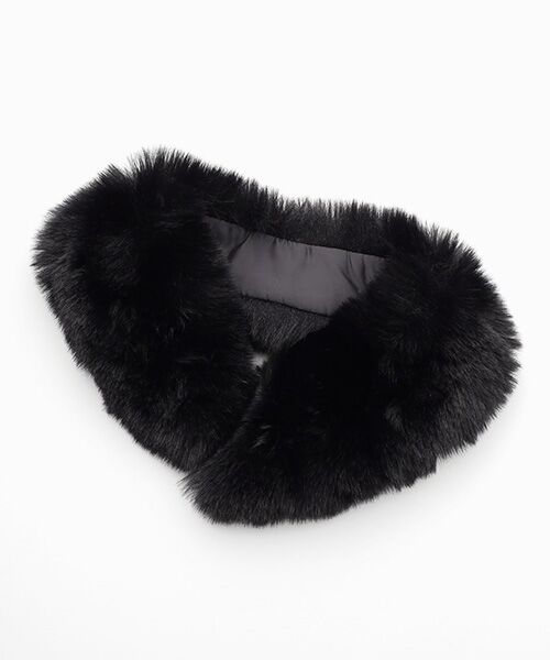 Mademoiselle NON NON / マドモアゼルノンノン ノーカラージャケット | カシミヤフラノ エコファーマフラー付きジャケット | 詳細5