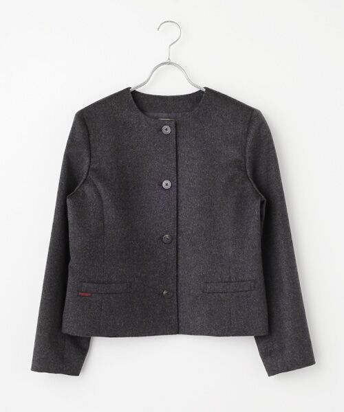 Mademoiselle NON NON / マドモアゼルノンノン ノーカラージャケット | カシミヤフラノ エコファーマフラー付きジャケット | 詳細6