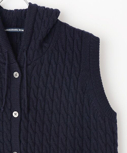 Mademoiselle NON NON / マドモアゼルノンノン ニット・セーター | ウールケーブル&天竺 ロングニットベスト | 詳細3