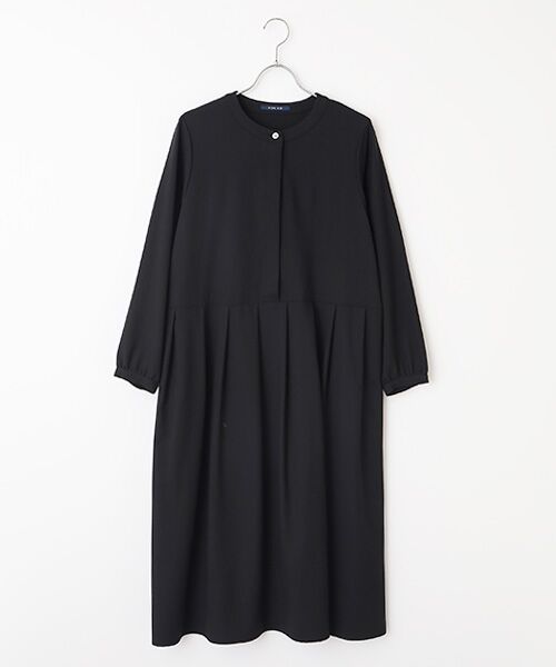 Mademoiselle NON NON/マドモアゼルノンノン サキソニーストレッチノーカラータックワンピース クロ F Mademoiselle NON NON/マドモアゼルノンノン サキソニーストレッチノーカラータックワンピース クロ F