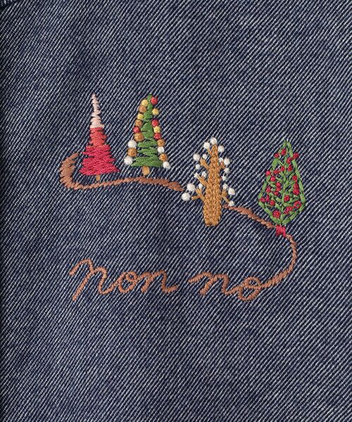 Mademoiselle NON NON / マドモアゼルノンノン シャツ・ブラウス | Knock On Wood´モチーフ刺繍入りバンドカラーシャツ | 詳細5