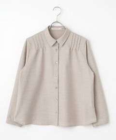 Mademoiselle NON NON / マドモアゼルノンノン シャツ・ブラウス | サキソニーストレッチ ピンタックシャツカラーブラウス