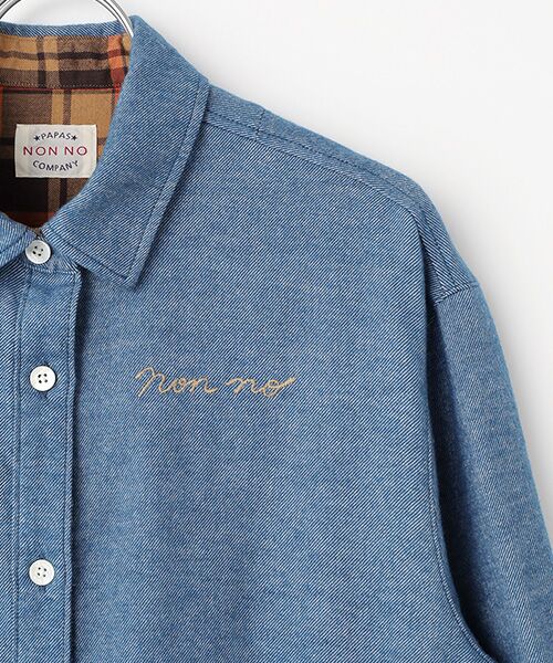 Mademoiselle NON NON / マドモアゼルノンノン シャツ・ブラウス | Knock On Wood´モチーフ刺繍入り チュニックシャツ | 詳細2