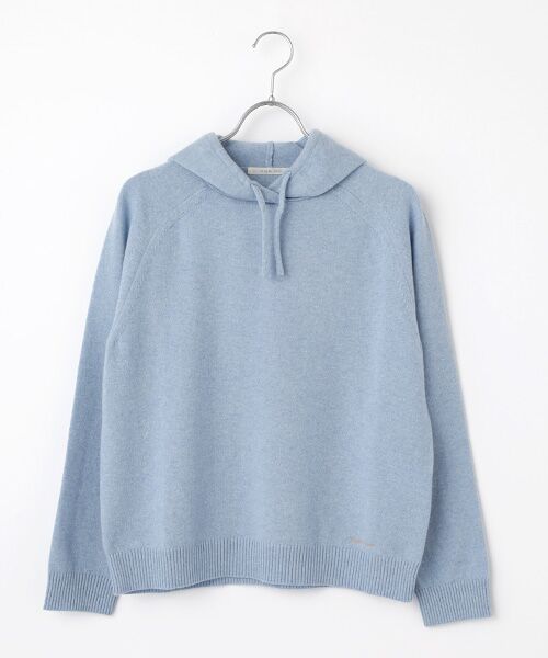 Mademoiselle NON NON/マドモアゼルノンノン エクストラファインラム12G ニットフーディー サックス F Mademoiselle NON NON/マドモアゼルノンノン エクストラファインラム12G ニットフーディー サックス F