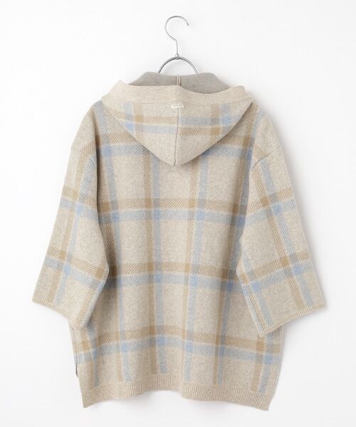 Mademoiselle NON NON / マドモアゼルノンノン ポンチョ | エクストラファインラム チェックジャガード12G ニットポンチョ | 詳細1