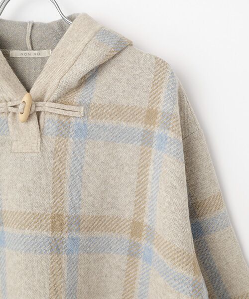 Mademoiselle NON NON / マドモアゼルノンノン ポンチョ | エクストラファインラム チェックジャガード12G ニットポンチョ | 詳細2