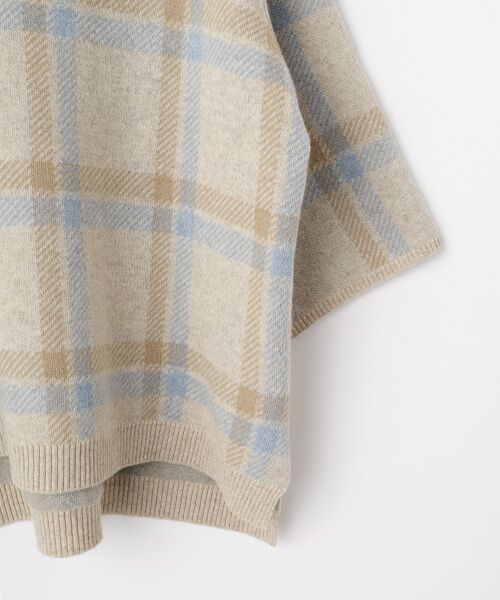 Mademoiselle NON NON / マドモアゼルノンノン ポンチョ | エクストラファインラム チェックジャガード12G ニットポンチョ | 詳細3