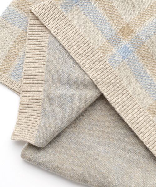 Mademoiselle NON NON / マドモアゼルノンノン ポンチョ | エクストラファインラム チェックジャガード12G ニットポンチョ | 詳細4