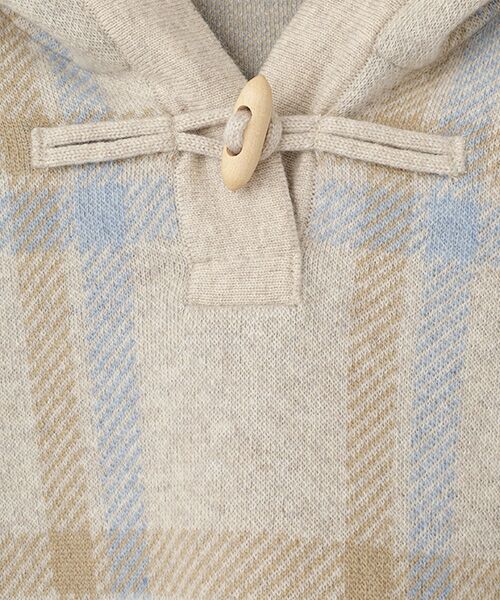 Mademoiselle NON NON / マドモアゼルノンノン ポンチョ | エクストラファインラム チェックジャガード12G ニットポンチョ | 詳細7