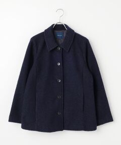 【新品タグ付】マドモアゼルノンノン　ノーカラージャケット　綿　ストライプ　38 新品タグ付】マドモアゼルノンノン ノーカラージャケット 綿