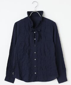 Mademoiselle NON NON / マドモアゼルノンノン シャツ・ブラウス | ●定番●綿モダールシャーリング フリルタックブラウス