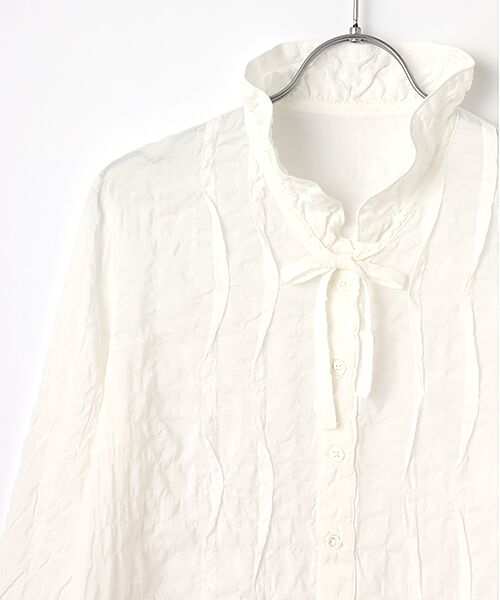 Mademoiselle NON NON / マドモアゼルノンノン シャツ・ブラウス | ●定番●綿モダールシャーリング フリルタックブラウス | 詳細2