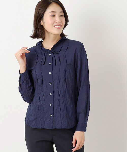 Mademoiselle NON NON / マドモアゼルノンノン シャツ・ブラウス | ●定番●綿モダールシャーリング フリルタックブラウス | 詳細11