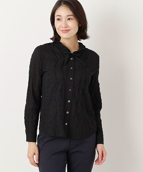 Mademoiselle NON NON / マドモアゼルノンノン シャツ・ブラウス | ●定番●綿モダールシャーリング フリルタックブラウス | 詳細14