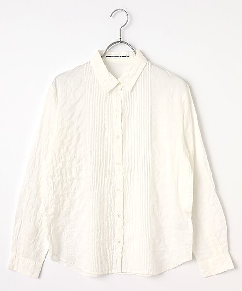 Mademoiselle NON NON/マドモアゼルノンノン ●定番●綿モダールシャーリング ピンタックブラウス シロ M Mademoiselle NON NON/マドモアゼルノンノン ●定番●綿モダールシャーリング ピンタックブラウス シロ M