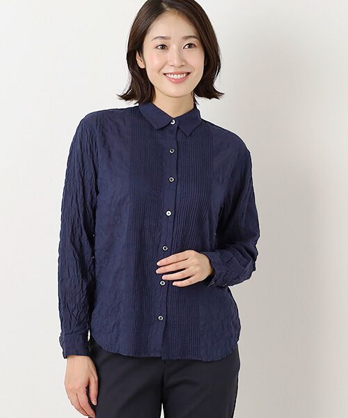 Mademoiselle NON NON / マドモアゼルノンノン シャツ・ブラウス | ●定番●綿モダールシャーリング　ピンタックブラウス | 詳細8