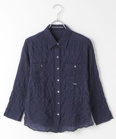 Mademoiselle NON NON / マドモアゼルノンノン シャツ・ブラウス | ●定番●綿モダールシャーリング ポケット付キブラウス【8分袖】