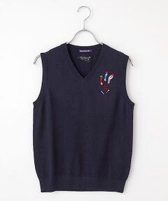 Mademoiselle NON NON / マドモアゼルノンノン ベスト | 【レディース】ウール天竺飛ビ柄刺繍入リニットベスト