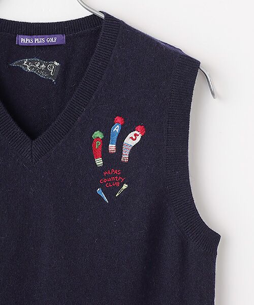 Mademoiselle NON NON / マドモアゼルノンノン ベスト | 【レディース】ウール天竺飛ビ柄刺繍入リニットベスト | 詳細2